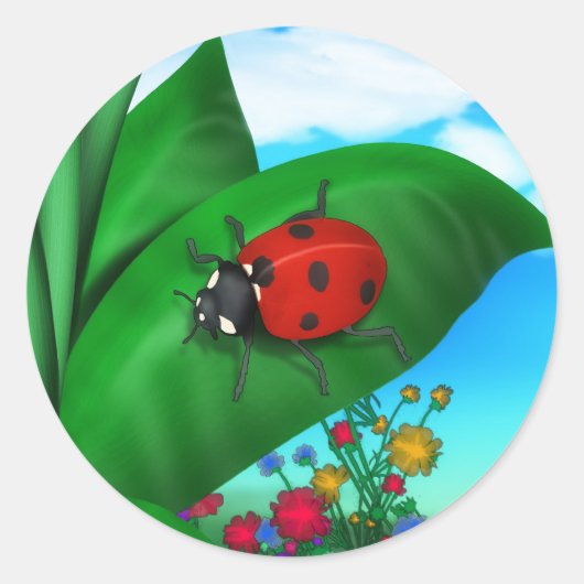 Cartoon Lady Bug Runder Aufkleber (Vorderseite)