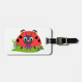 Cartoon Ladybug Bow und Blume Gepäckanhänger (Vorderseite horizontal)