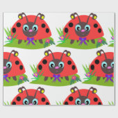 Cartoon Ladybug Bow und Blume Geschenkpapier (Flach)