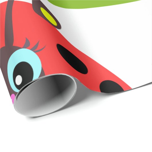 Cartoon Ladybug Bow und Blume Geschenkpapier (Rolleneckpunkt)
