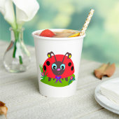 Cartoon Ladybug Bow und Blume Pappbecher