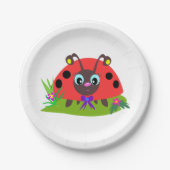 Cartoon Ladybug Bow und Blume Pappteller (Vorderseite)