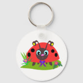 Cartoon Ladybug Bow und Blume Schlüsselanhänger (Vorderseite)