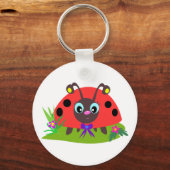 Cartoon Ladybug Bow und Blume Schlüsselanhänger (Vorderseite)