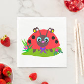 Cartoon Ladybug Bow und Blume Serviette