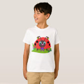 Cartoon Ladybug Bow und Blume T-Shirt (Vorne ganz)