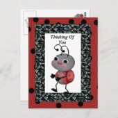 Cartoon Ladybug denken Sie an Ihre Postkarte (Vorne/Hinten)