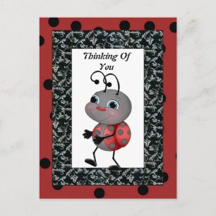 Cartoon Ladybug denken Sie an Ihre Postkarte