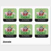 Cartoon Ladybug Insektenschutzaufkleber Quadratischer Aufkleber (Blatt)