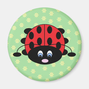 Cartoon Ladybug mit Blume Magnet