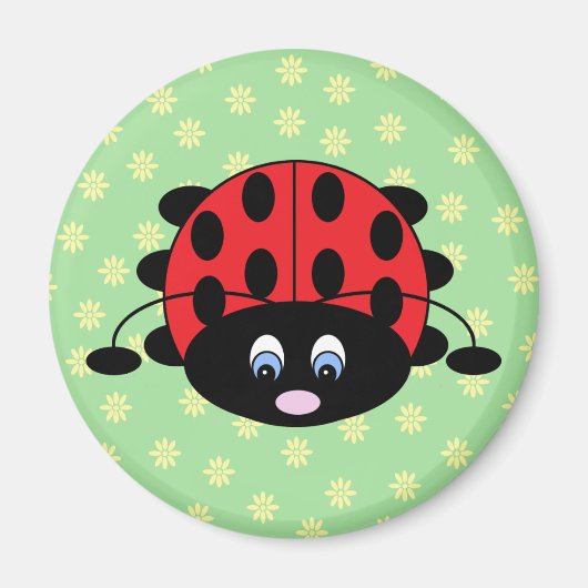 Cartoon Ladybug mit Blume Magnet (Vorne)