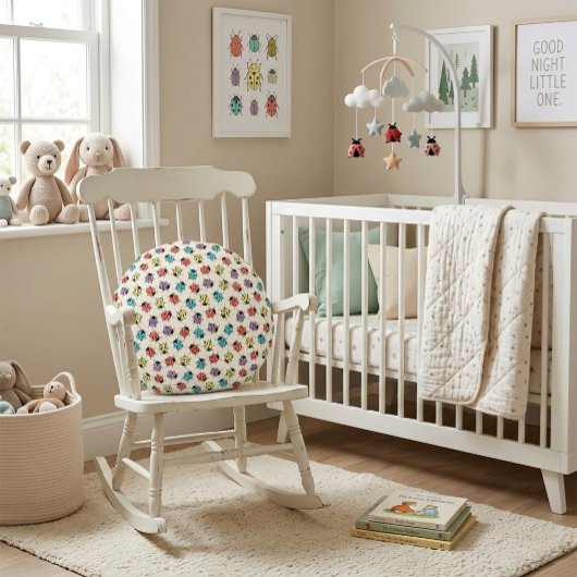 Cartoon Ladybugs Pattern Rundes Kissen