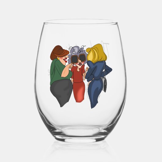 Cartoon Ladys "Best Times"! Weinglas Ohne Stiel (Vorderseite)