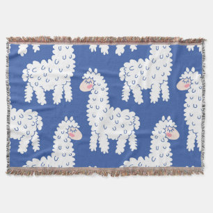 Cartoon lama alpaca, Vintage Muster Decke