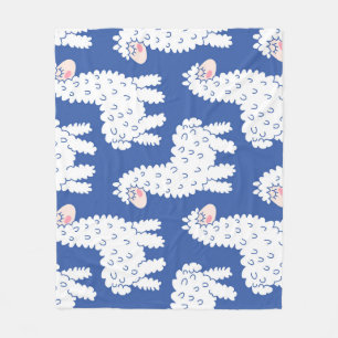 Cartoon lama alpaca, Vintage Muster Fleecedecke