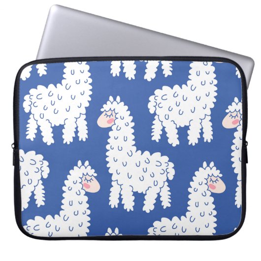 Cartoon lama alpaca, Vintage Muster Laptopschutzhülle (Vorderseite)