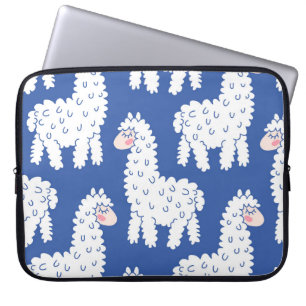 Cartoon lama alpaca, Vintage Muster Laptopschutzhülle