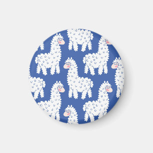 Cartoon lama alpaca, Vintage Muster Magnet
