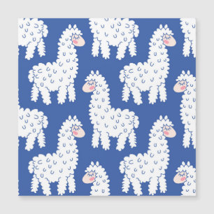 Cartoon lama alpaca, Vintage Muster Magnetkarte