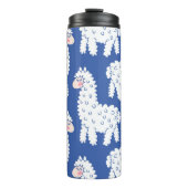 Cartoon lama alpaca, Vintage Muster Thermosbecher (Vorderseite)