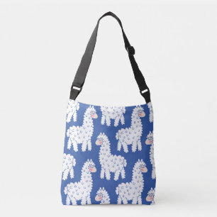 Cartoon lama alpaca, Vintage Muster Tragetaschen Mit Langen Trägern