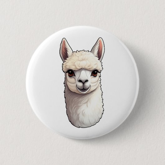 Cartoon Lama Illustration Button (Vorderseite)
