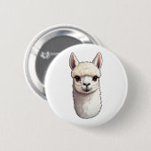 Cartoon Lama Illustration Button (Vorne & Hinten)