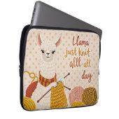 Cartoon Lama mit einem Strick Laptopschutzhülle (Vorne Rechts)
