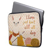 Cartoon Lama mit einem Strick Laptopschutzhülle (Vorderseite Links)