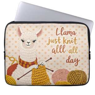 Cartoon Lama mit einem Strick Laptopschutzhülle
