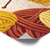 Cartoon Lama mit einem Strick Poster (Ecke)