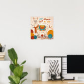 Cartoon Lama mit einem Strick-Schal-Poster Poster (Heimbüro)