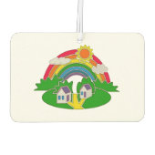Cartoon Landschaft mit Regenbogen und Landhaus Autolufterfrischer (Rückseite)