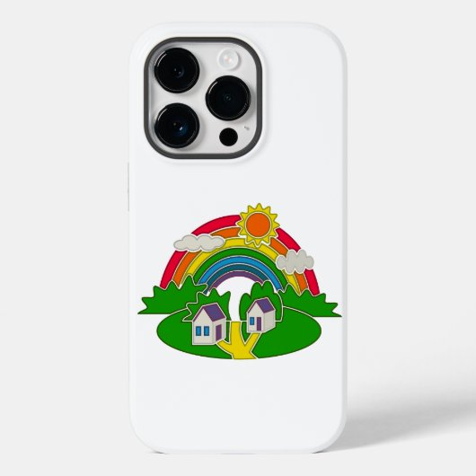 Cartoon Landschaft mit Regenbogen und Landhaus Case-Mate iPhone Hülle (Rückseite)