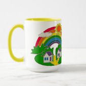 Cartoon Landschaft mit Regenbogen und Landhaus Tasse (Links)