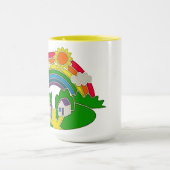 Cartoon Landschaft mit Regenbogen und Landhaus Tasse (Zentrum)