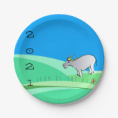 Cartoon Landschaft Ox Chinesisches Neujahr Zodiac Pappteller (Vorderseite)