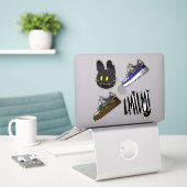 Cartoon Laptop_1Sticker Aufkleber (Laptop auf Schreibtisch)