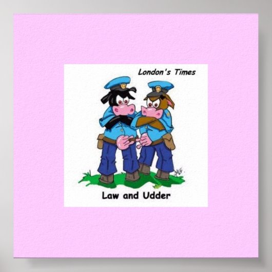 Cartoon "Law & Udder Funny Cow" Poster (Vorne)