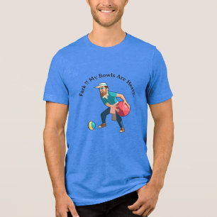 Cartoon Lawn Bowler mit einer schweren Schüssel, Tri-Blend Shirt