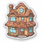 Cartoon-Lebkuchenhaus Aufkleber (Vorderseite)