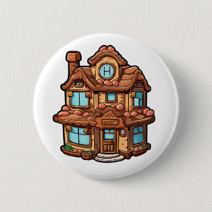 Cartoon-Lebkuchenhaus Button