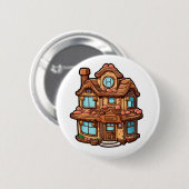 Cartoon-Lebkuchenhaus Button (Vorne & Hinten)