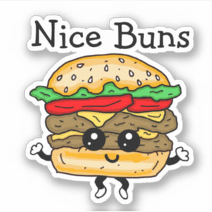 Cartoon Lecker Brötchen Cheeseburger Aufkleber