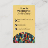 Cartoon Lehrerin Careon Pattern Visitenkarte (Rückseite)