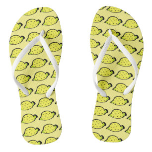 Cartoon Lemons Muster Gelb Badesandalen