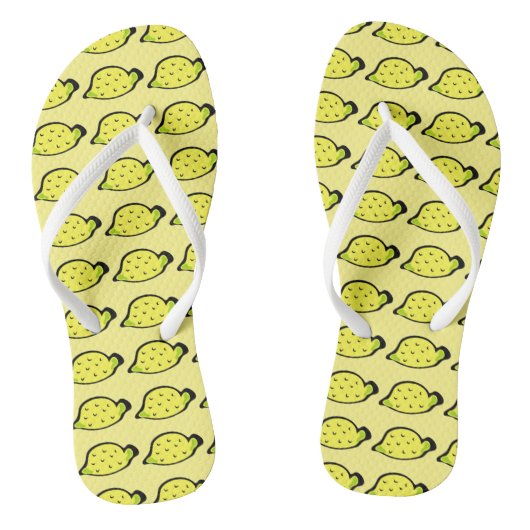 Cartoon Lemons Muster Gelb Badesandalen (Fußbett)