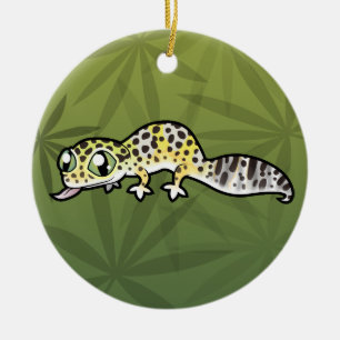 Cartoon Leopard Gecko (eigene Nachricht hinzufüge Keramikornament