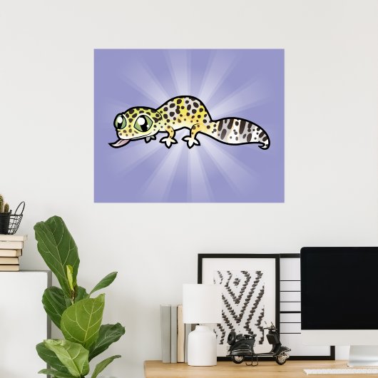 Cartoon Leopard Gecko Poster (Heimbüro)