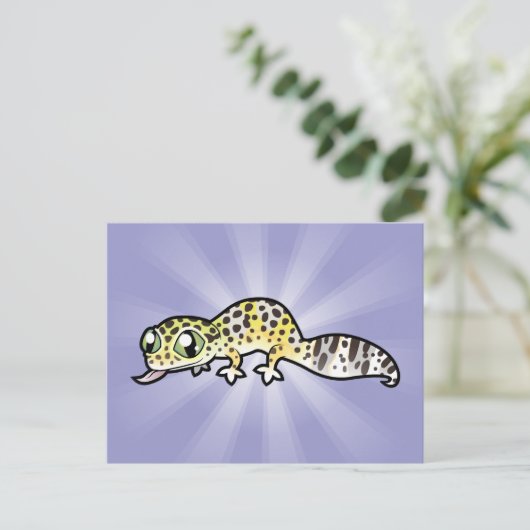 Cartoon Leopard Gecko Postkarte (Stehend Vorderseite)
